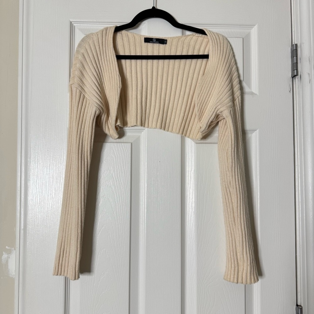 Cream Ribbed Knit Bolero